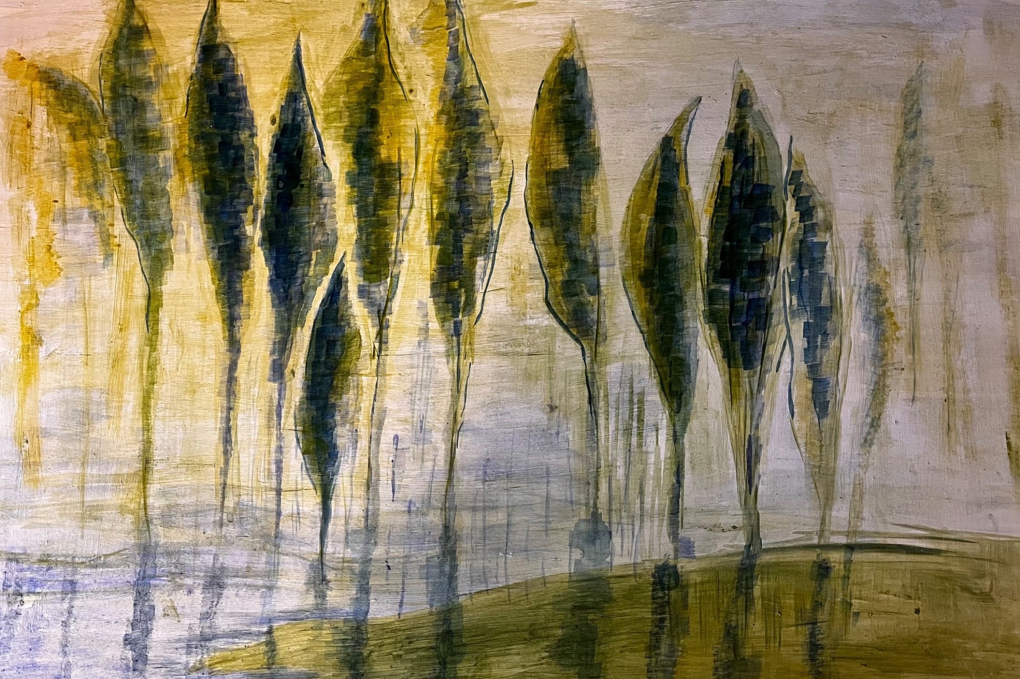 Kunstwerk mit Bäumen Aquarell